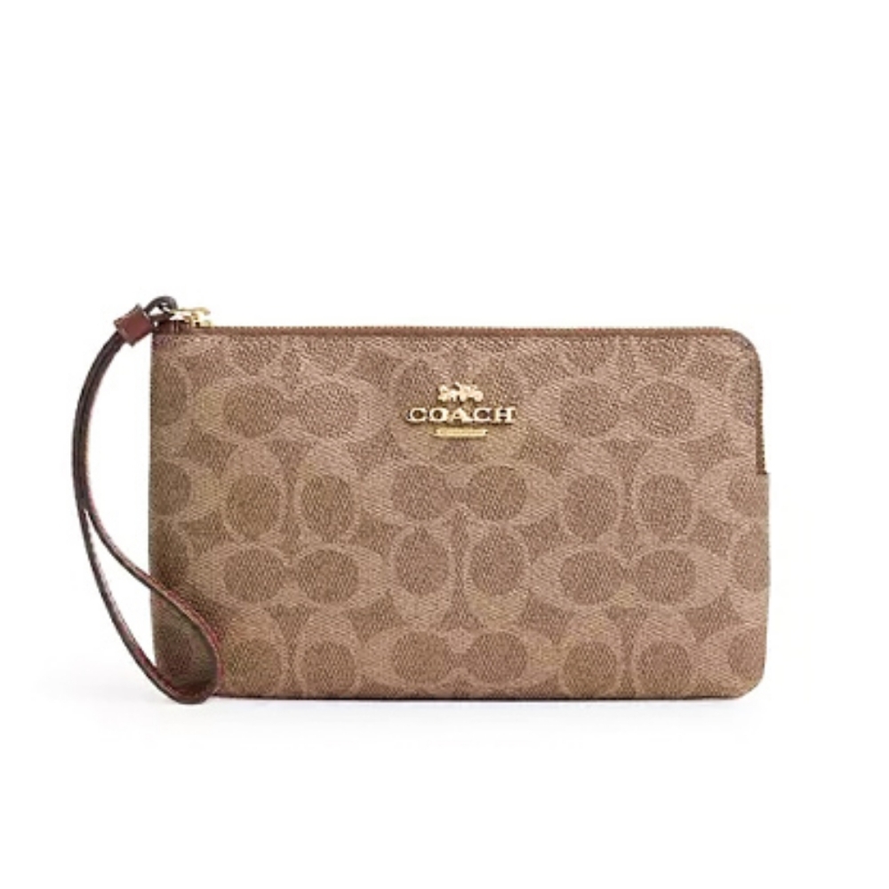 Coach Large Corner Zip Wristlet in Signature Canvas